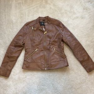 Guess light brown faux leather jacket